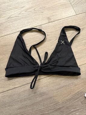 BOUTINE LA Black Women's Triangle Tie-Front Swim Top